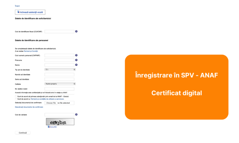 Înregistrare SPV token