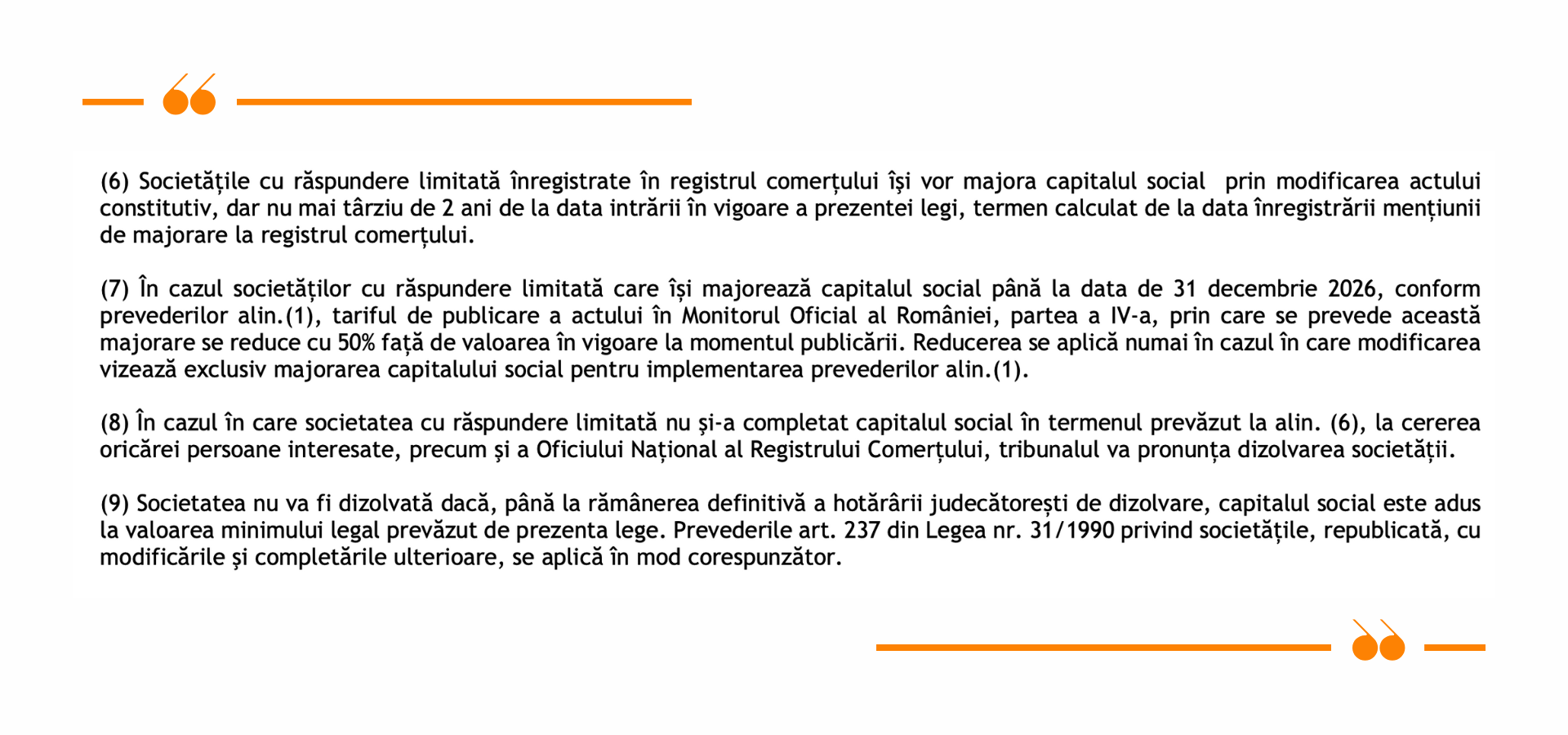 Capital social - termen majorare